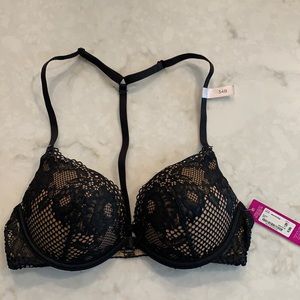 Ambrielle black over beige plunge push up